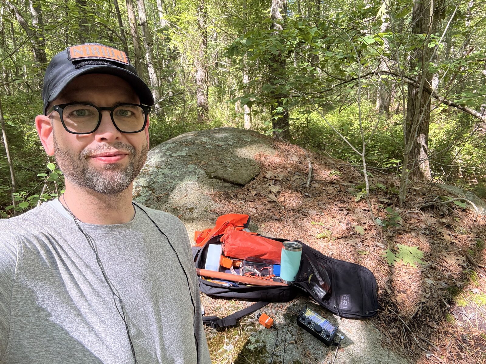 N1RWJ operating from a wooded boulder site at JL Curran State Park