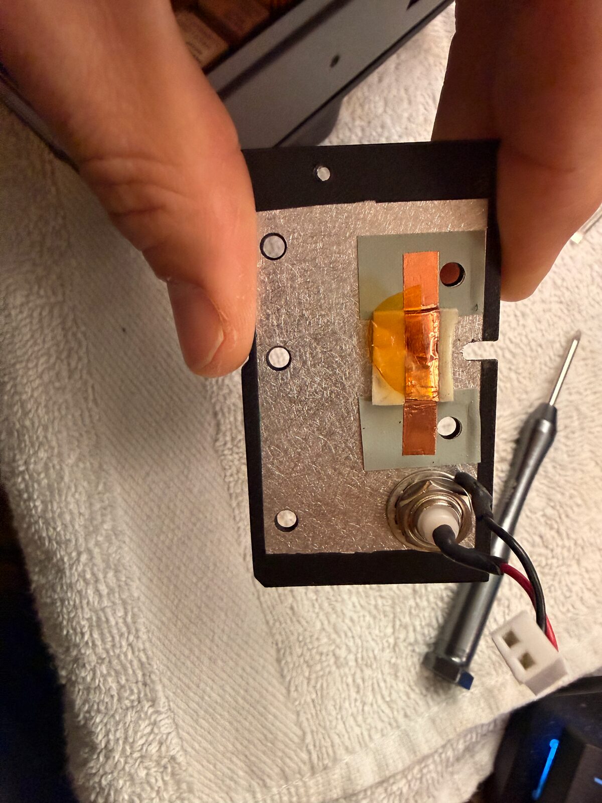 Original KX2 side plate with internal thermal material and connector wiring